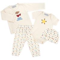 Набор детской одежды Luvena Fortuna человечек, штанишки, кофточка и шапочка Фото