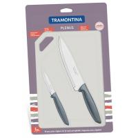 Набор ножей Tramontina Plenus 3 предмета (с досточкой) Grey Фото