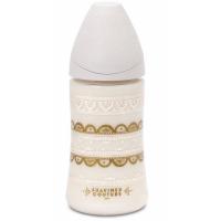Пляшечка для годування Suavinex круглая соска 3-позицийна Couture 270 мл серая Фото