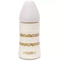 Бутылочка для кормления Suavinex круглая соска 3-позицийна Couture 270 мл серая Фото