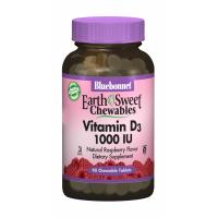 Вітамін Bluebonnet Nutrition Витамин D3 1000IU, Вкус Малины, Earth Sweet Chewab Фото