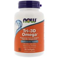 Жирные кислоты Now Foods Рыбий жир + D3, Tri-3D Omega, 90 желатиновых капс Фото