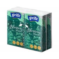 Салфетки косметические Grite Blossom Mint 3 шари 10 шт х 4 пачки Фото