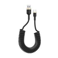 Дата кабель ColorWay USB 2.0 AM to USB-C 1.0m spiral black Фото
