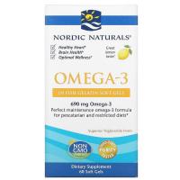 Жирні кислоти Nordic Naturals Омега-3, Вкус Лимона, Omega-3, Lemon, 1000 мг, 60 Фото