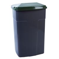 Контейнер для мусора Алеана з кришкою темно-сірий із зеленим 90 л Фото