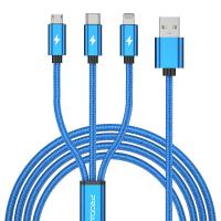 Дата кабель Proda USB 2.0 AM to Lightning + Micro 5P + Type-C blue Фото
