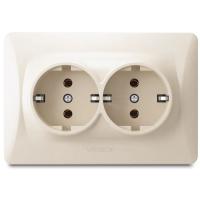 Розетка Videx BINERA 2ая с заземлением кремовая Фото