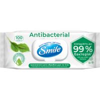 Влажные салфетки Smile Antibacterial з соком подорожника 100 шт. Фото