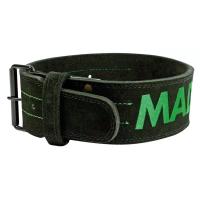 Атлетический пояс MadMax MFB-301 Suede Single Prong шкіряний Black/Green L Фото