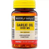Травы Mason Natural Чесночное масло 1000 мг, Garlic Oil, 100 гелевых Фото