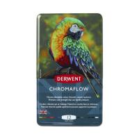 Карандаши цветные Derwent Chromaflow 12 цв. в металлическом пенале Фото