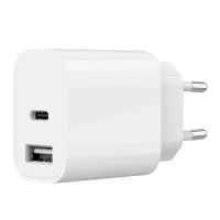 Зарядний пристрій Gembird 1xUSB-A+1xUSB-C 5V/2.4A (12W) white Фото