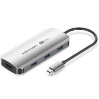 Концентратор Vention USB 3.1 Type-C to HDMI 4K60Hz/USB 3.0x3/PD 100W 5- Фото