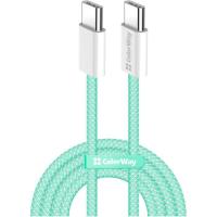 Дата кабель ColorWay USB-C to USB-C 1.0m 60W 3.0А green Фото