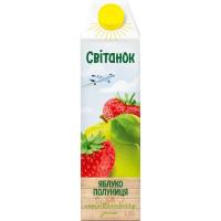 Сок Світанок Яблочно-клубничный с мякотью гомогенизированный ст Фото