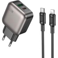 Зарядний пристрій BOROFONE BAS54A Absolute 1xUSB-C PD20W + 1xUSB QC3.0 + cabl Фото