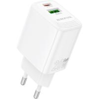 Зарядное устройство BOROFONE BN27 Fuente 1xUSB-C PD20W + 1xUSB QC3.0 White Фото