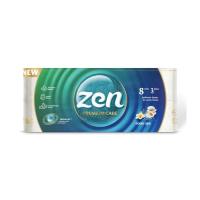 Туалетная бумага Zen Premium Care Ocean SPA 3 слоя 8 рулонов Фото