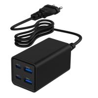 Зарядное устройство Gembird 2xUSB-C PD65W + 2xUSB QC3.0 30W black Фото