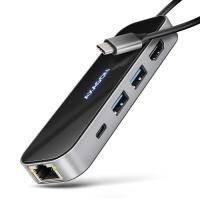 Концентратор AXAGON USB-C to 2xUSB-A + 1xUSB-C + HDMI + RJ45 + PD100W Фото