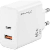 Зарядний пристрій Grand-X GaN 1xUSB-C + 1xUSB 65W PD3.0 QC4.0 AFC SCP FCP wh Фото