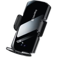 Універсальний автотримач ColorWay FlameGrip, автозажим, Wireless Charger 15W Black Фото