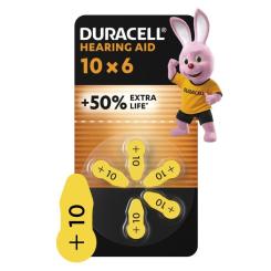 Батарейка Duracell для слуховых аппаратов размер 10, 6 шт. в упаковке Фото