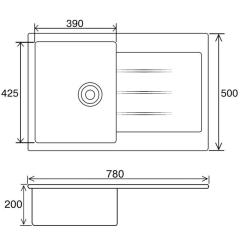 Мойка кухонная Ventolux STELLA (GRAY GRANIT) Фото 9