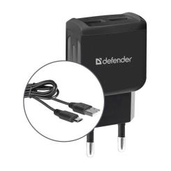 Зарядное устройство Defender UPС-21 2xUSB,5V/2.1А кабель microUSB Фото 1