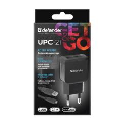 Зарядное устройство Defender UPС-21 2xUSB,5V/2.1А кабель microUSB Фото 4
