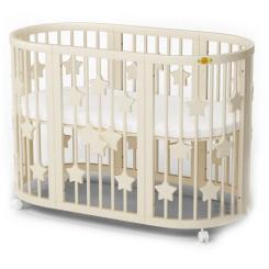 Кроватка Ingvart SMART BED ROUND со звездочками сл. кость Фото