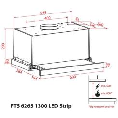 Вытяжка кухонная Weilor PTS 6265 WH 1300 LED Strip Фото 11