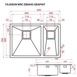 Мойка кухонная Weilor FILIGRAN WRC DB6945 GRAPHIT Фото 8