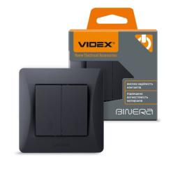 Переключатель Videx BINERA 2кл проходной черный графит Фото 3