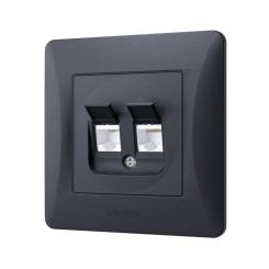 Компьютерная розетка Videx BINERA CAT6+CAT3 двойная черн Фото 1