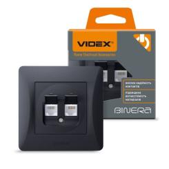 Компьютерная розетка Videx BINERA CAT6+CAT3 двойная черн Фото 3