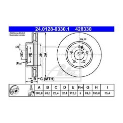 Тормозной диск ATE 24-0128-0330-1-02 Фото