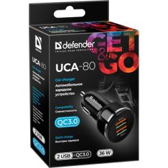 Зарядное устройство Defender UCA-80 black, 2xUSB, QC3.0, 36W Фото 1