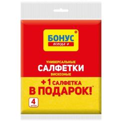 Салфетки для уборки Бонус Вискозные 3+1 шт. Фото