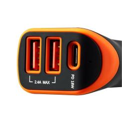 Зарядное устройство Canyon Universal 3xUSB car adapter Black+Orange Фото 1