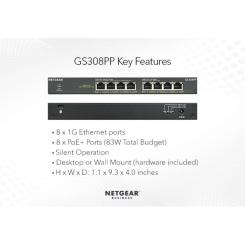 Коммутатор сетевой Netgear GS308PP-100EUS Фото 3