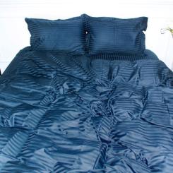 Постельное белье MirSon SatinStripe 30-0021DarkBlue 143х210 Сімейний Фото