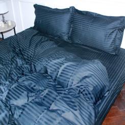 Постельное белье MirSon SatinStripe 30-0021DarkBlue 143х210 Сімейний Фото 1