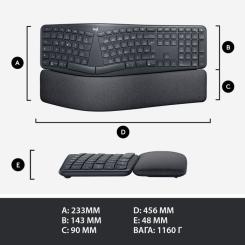 Клавиатура Logitech ERGO K860 Bluetooth/Wireless UA Black Фото 11
