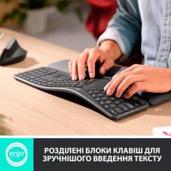 Клавиатура Logitech ERGO K860 Bluetooth/Wireless UA Black Фото 2