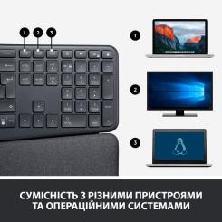 Клавиатура Logitech ERGO K860 Bluetooth/Wireless UA Black Фото 8