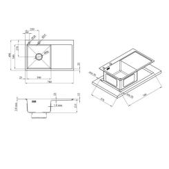 Мойка кухонная Kroner Schwarze-7849LHM Фото 9