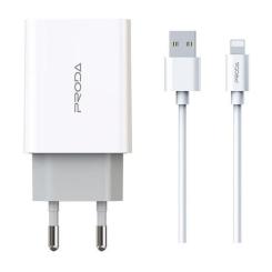 Зарядное устройство Proda PD-A28i 2хUSB 2.4A + USB Ligthtning 1.0m Фото 1