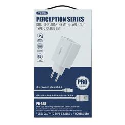 Зарядное устройство Proda PD-A28i 2хUSB 2.4A + USB Ligthtning 1.0m Фото 3